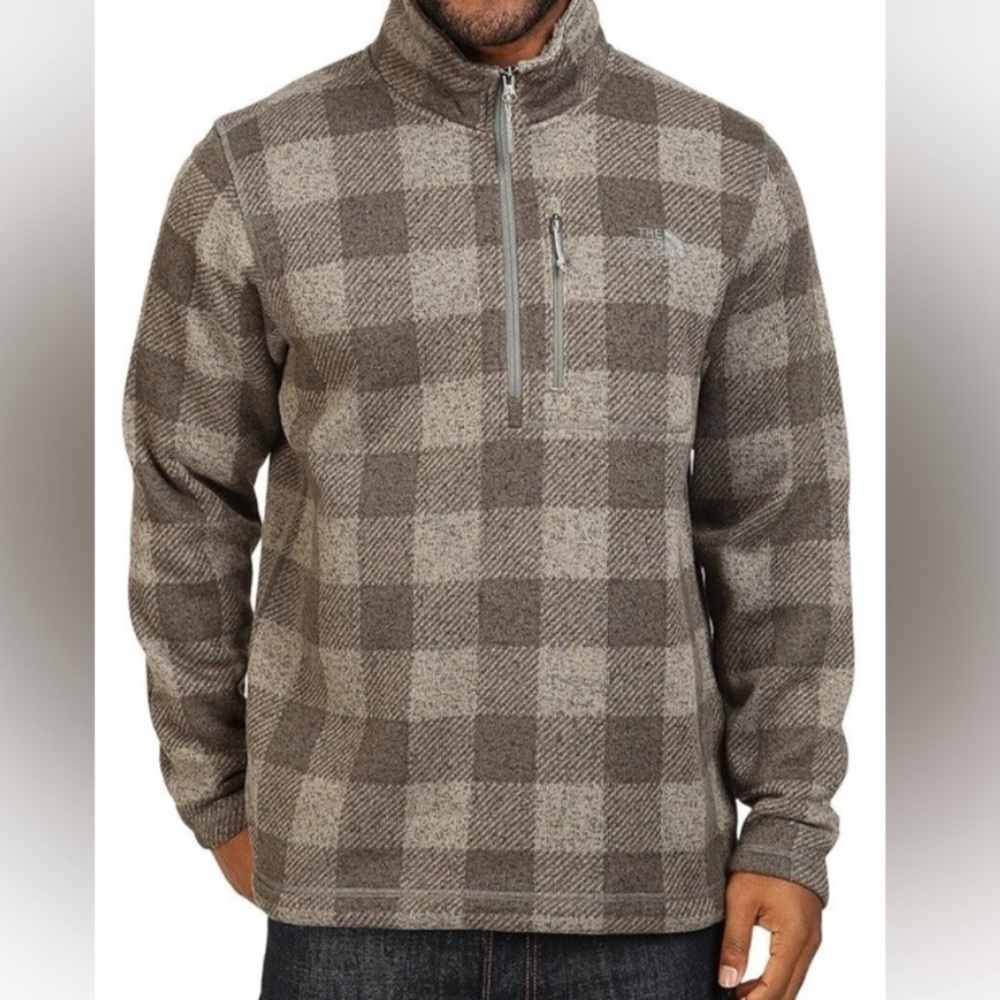The North Face Brown and tan Check Fleece Pullover